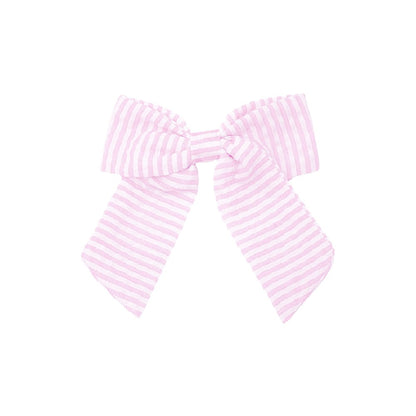Seersucker Hair Bow Clip- pink|8226