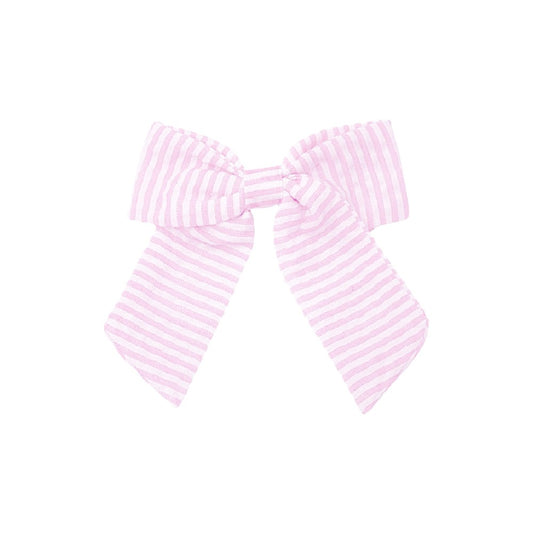 Seersucker Hair Bow Clip- pink|8226