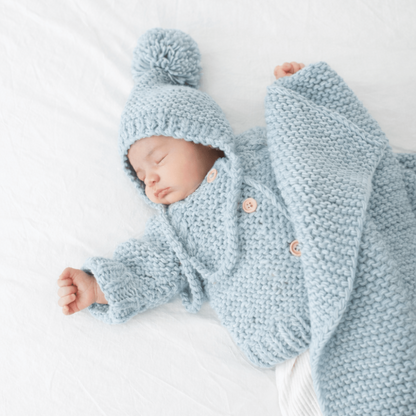 Garter Stitch Knit Blanket- Wave Blue|12299