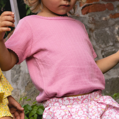 Girls blush pointelle puff sleeve shirt|11452