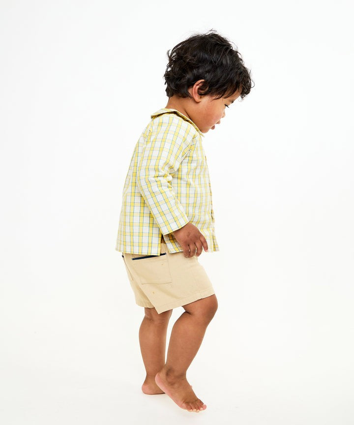 Jefferson Baby Shirt, Yellow Picnic|6686