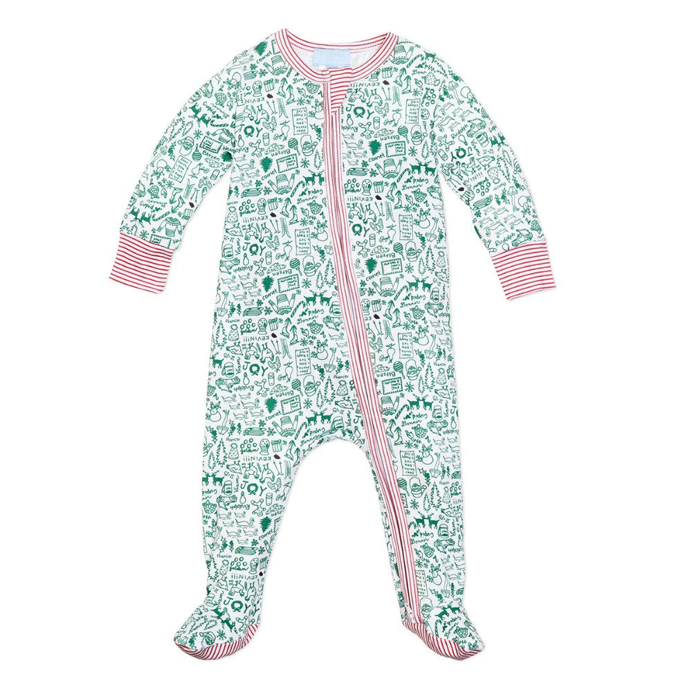 North Pole Christmas Zip Baby Onesie, Evergreen Multi|10308