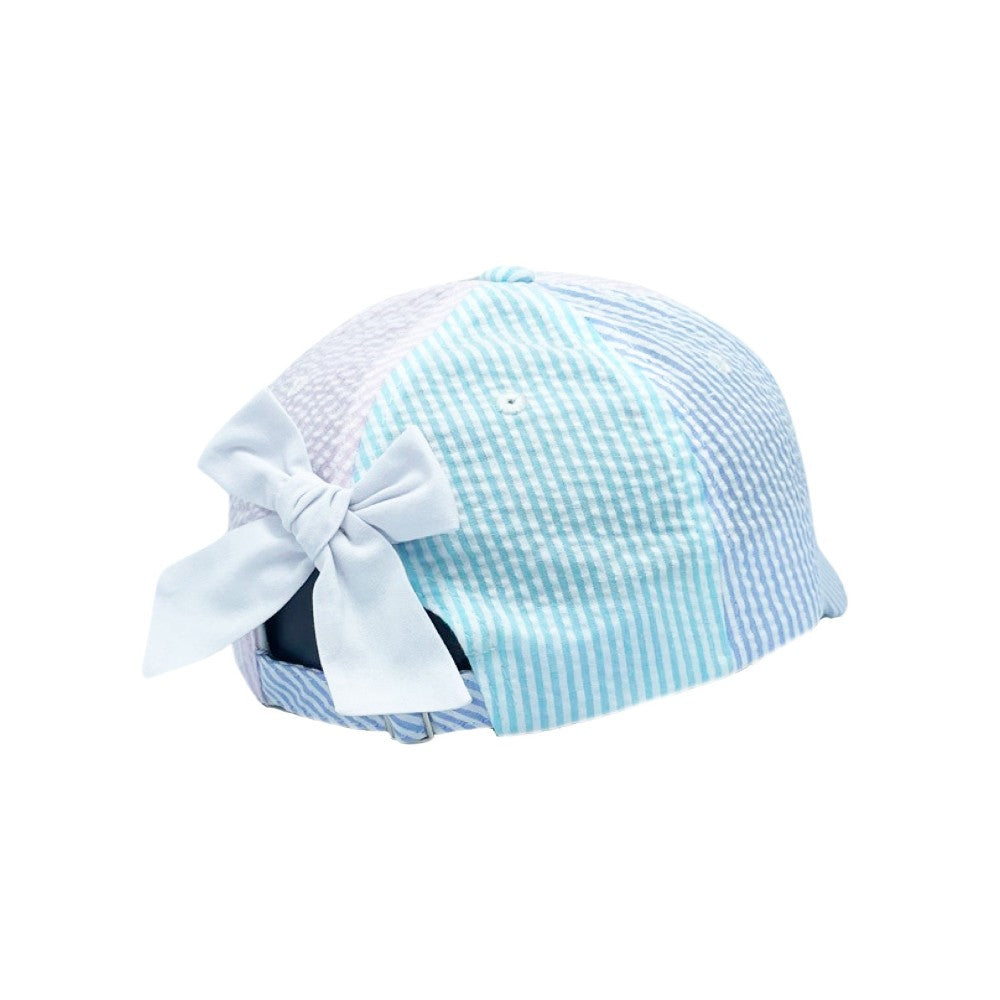 Girls' Multicolor Seersucker Bow Baseball Hat|8102