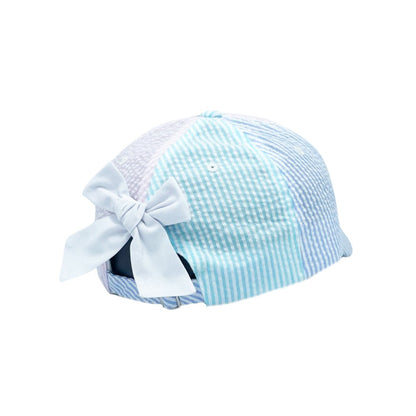 Girls' Multicolor Seersucker Bow Baseball Hat|8102