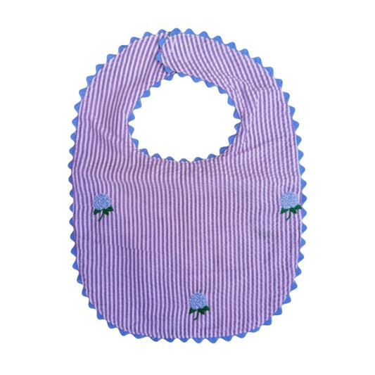 Lilac Seersucker Bib with Hydrangea|10181