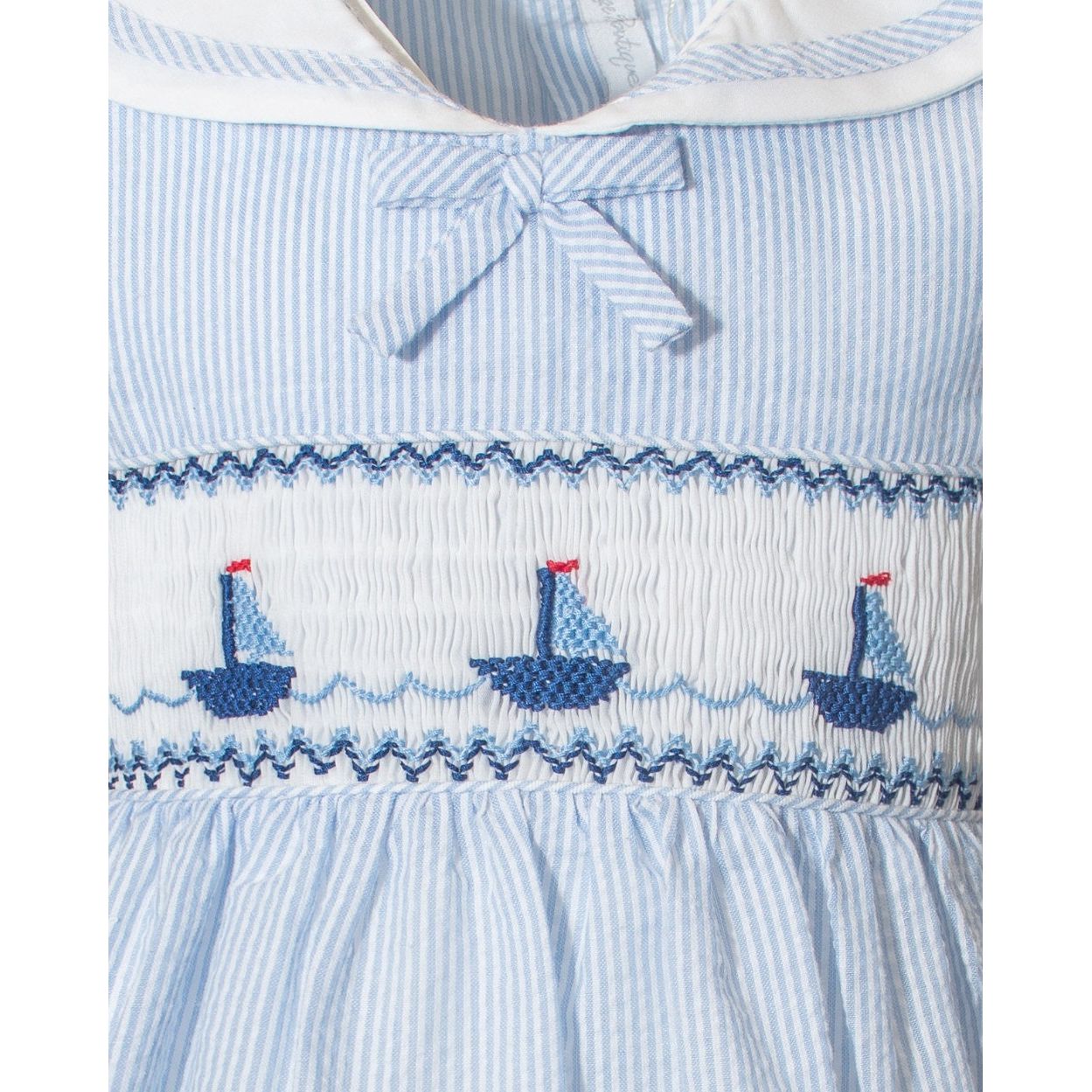 Light Blue Seersucker Sailboats Dress|11588