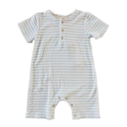 Walker Terry Romper - Blue & White Stripe