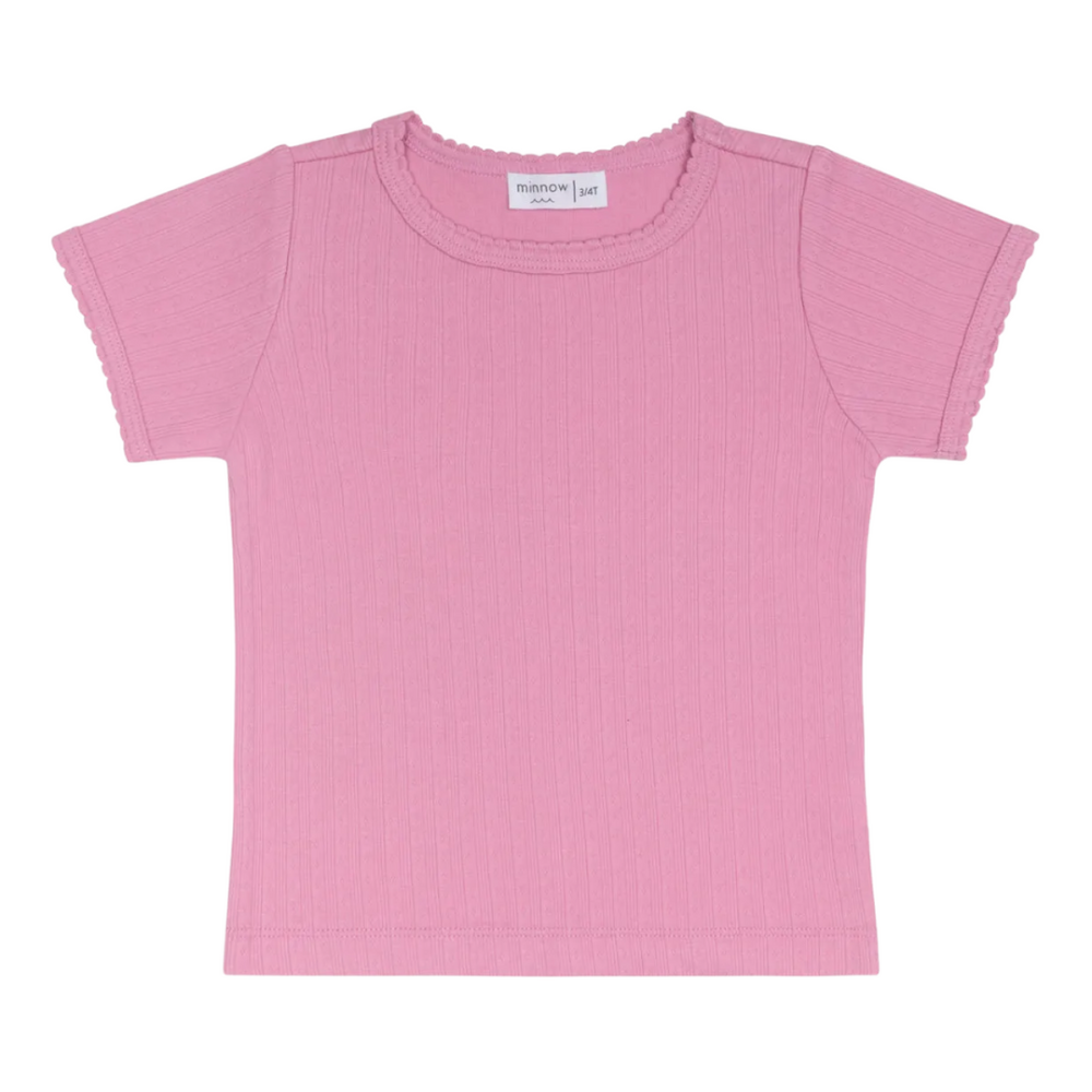 Girls blush pointelle puff sleeve shirt|11451