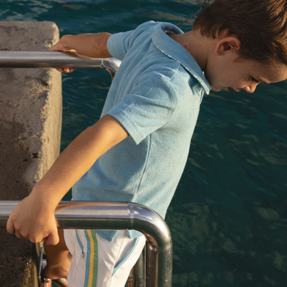 Boys le marin blue french terry polo|11415