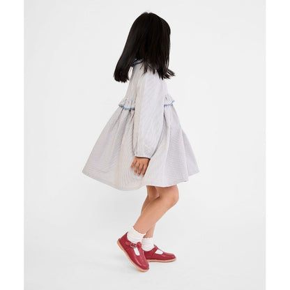 Hannah Dress, Indigo Linen Stripe|9046
