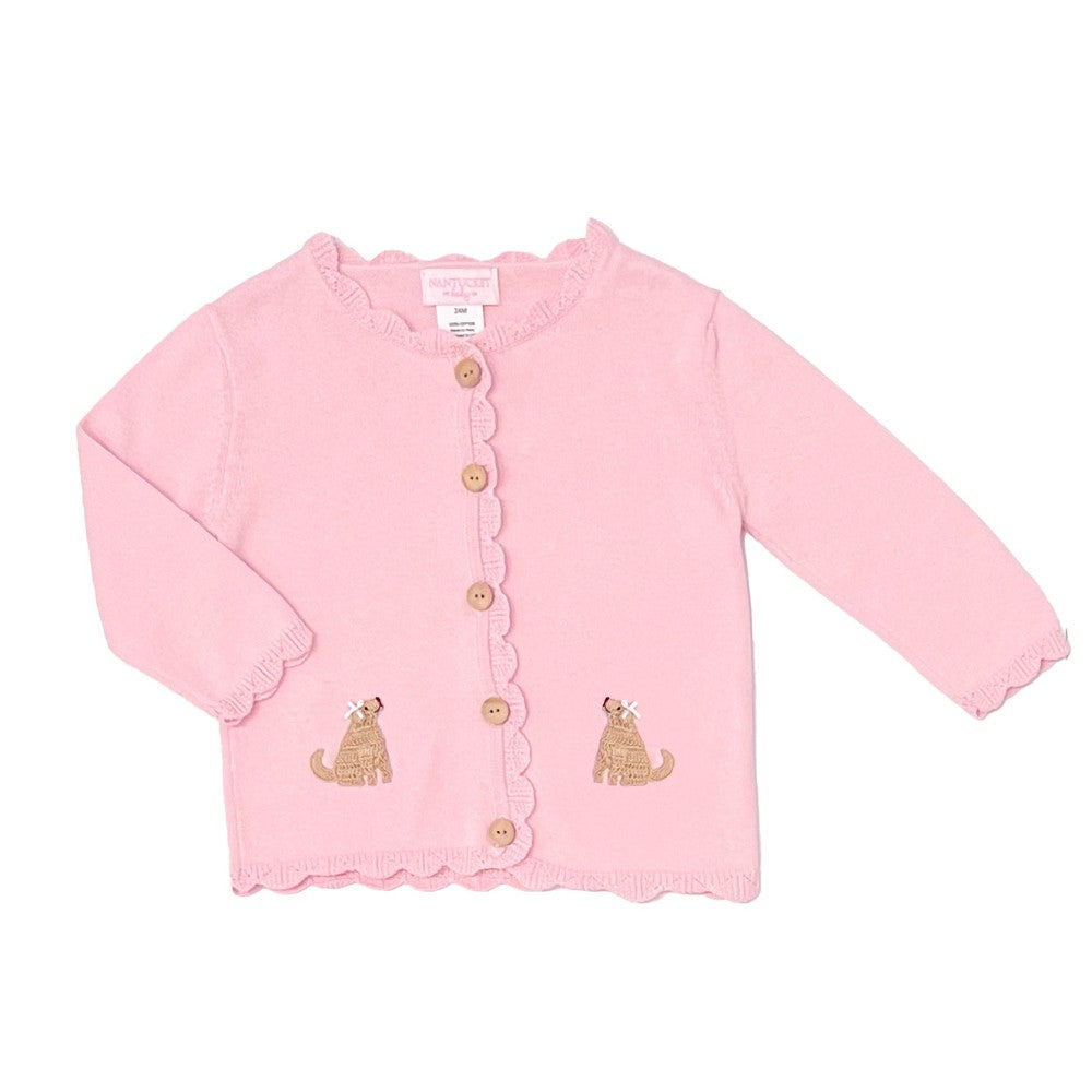 Playful Pups Scalloped Cardigan-Baby Pink|12835