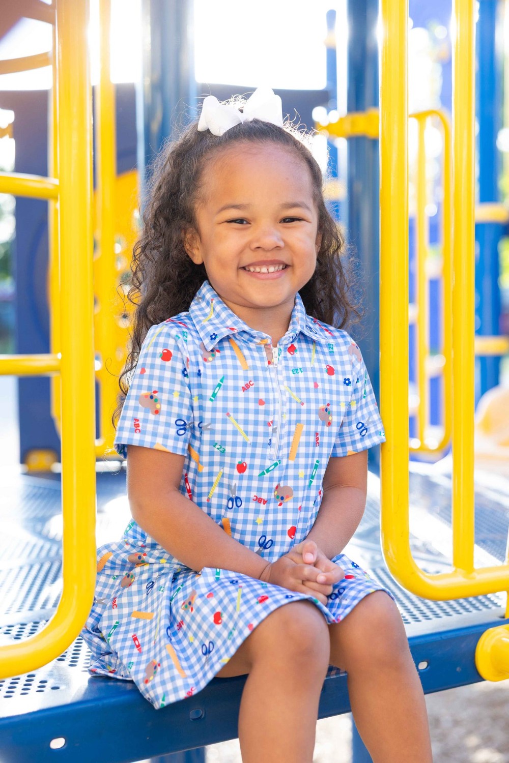 School Print Performance Knit Dress|12898