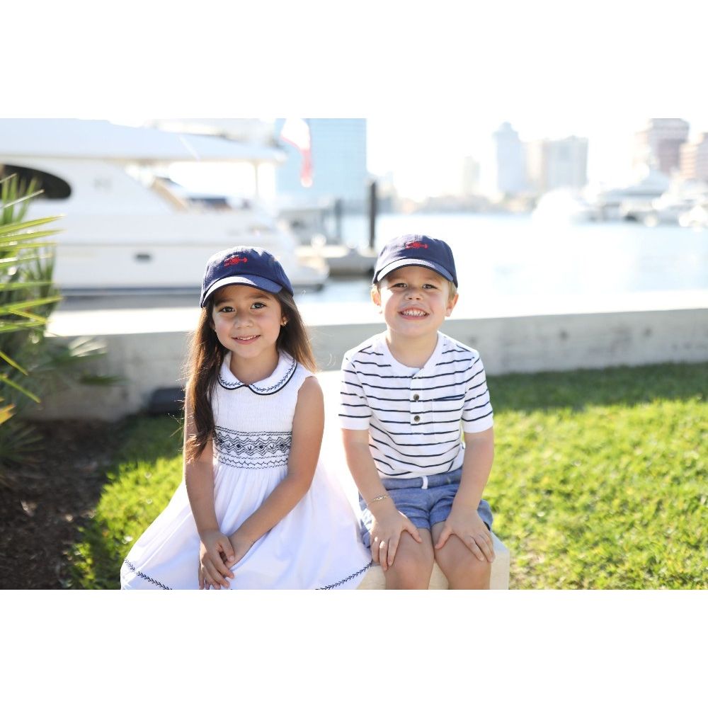Girls' Lobster Bow Baseball Hat- navy|8091