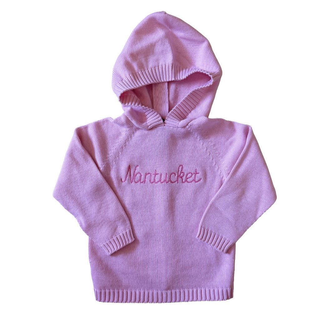 Pink Nantucket Chainstitch Hooded sweater|10826