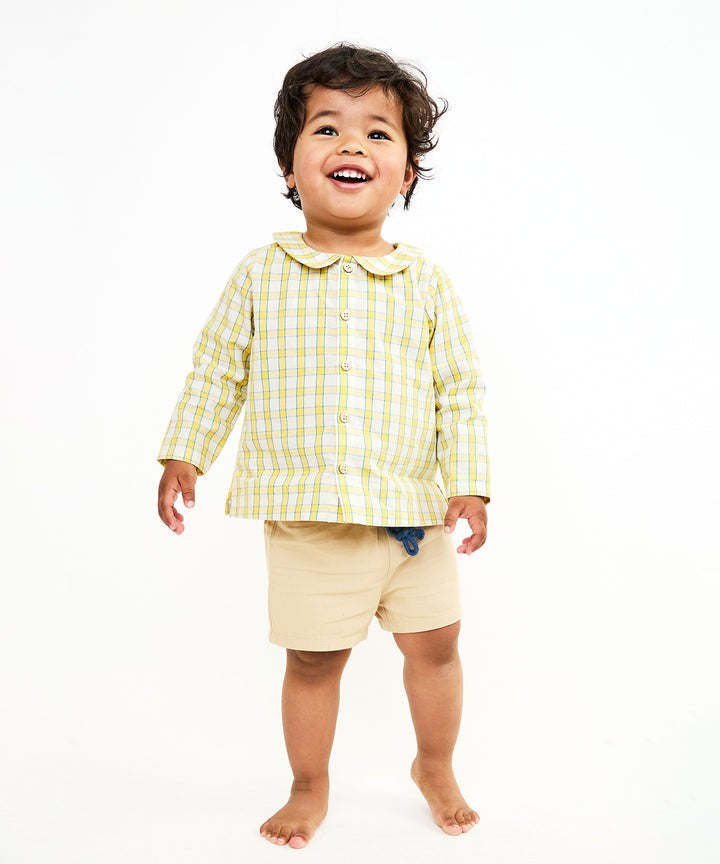 Jefferson Baby Shirt, Yellow Picnic|6684