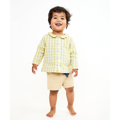 Jefferson Baby Shirt, Yellow Picnic|6684