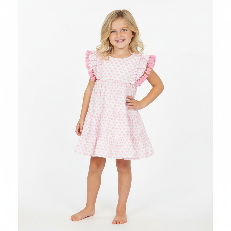 Sophie Tassel Dress- Pink Butterfly|11773