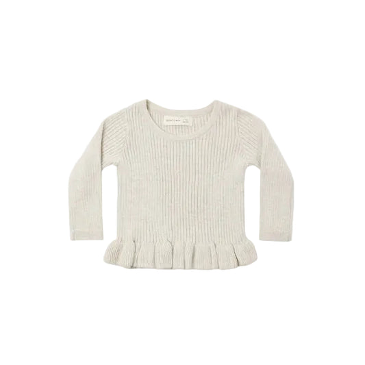 Rib Knit Peplum Top - Heathered Oatmeal|12489