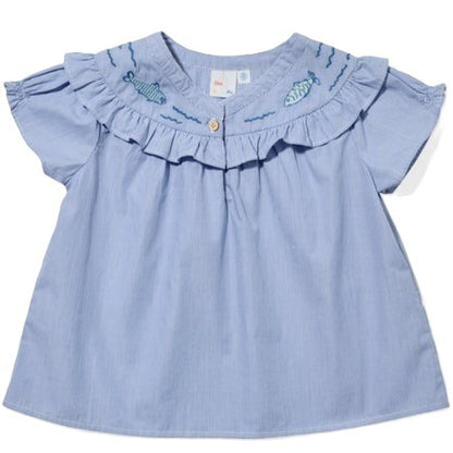 Margo Blouse, Blue Pinstripe|7534