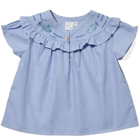 Margo Blouse, Blue Pinstripe|7534