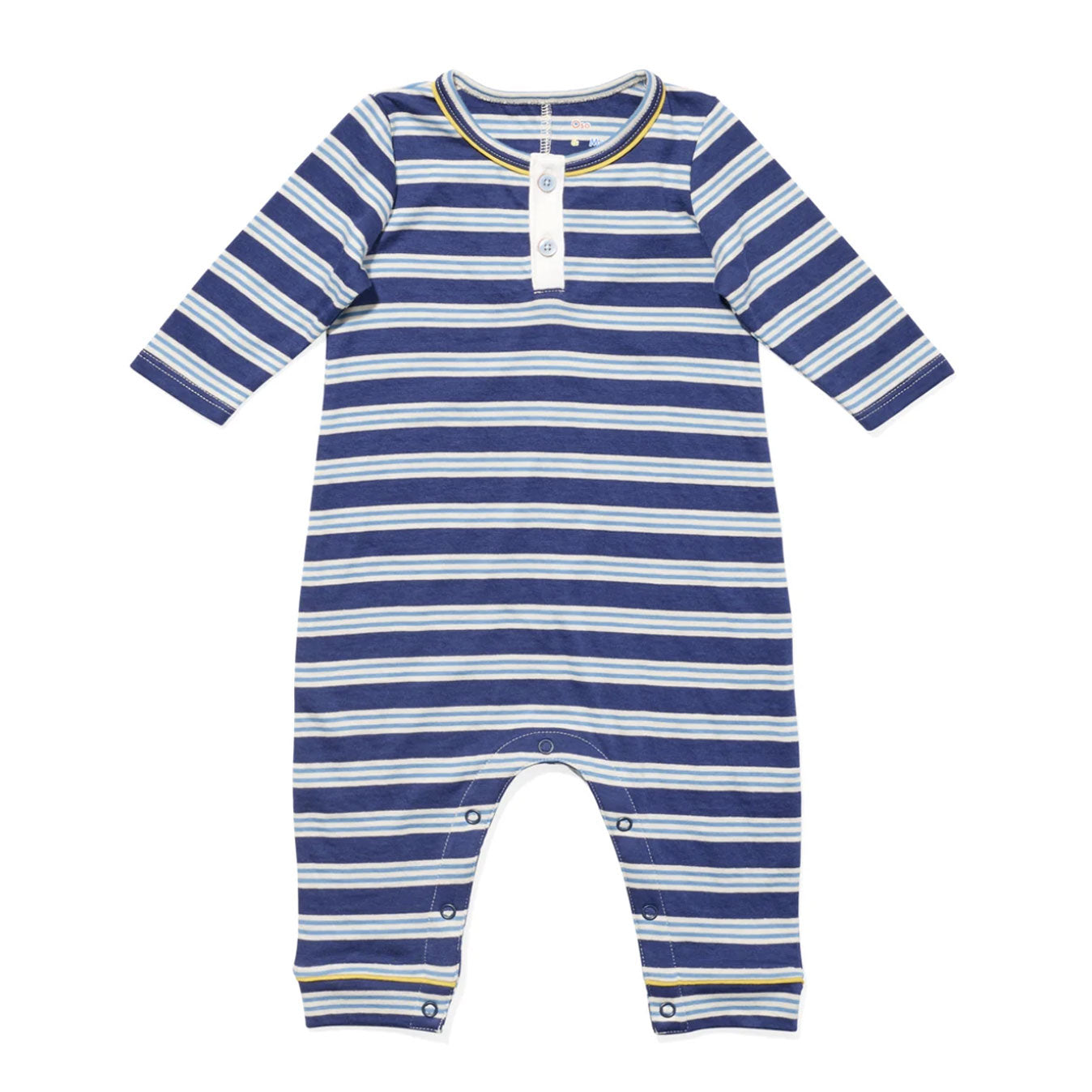 Campbell Romper, Navy Twin Stripe