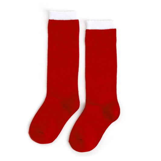 Red/White Scalloped Knee High Socks|11023