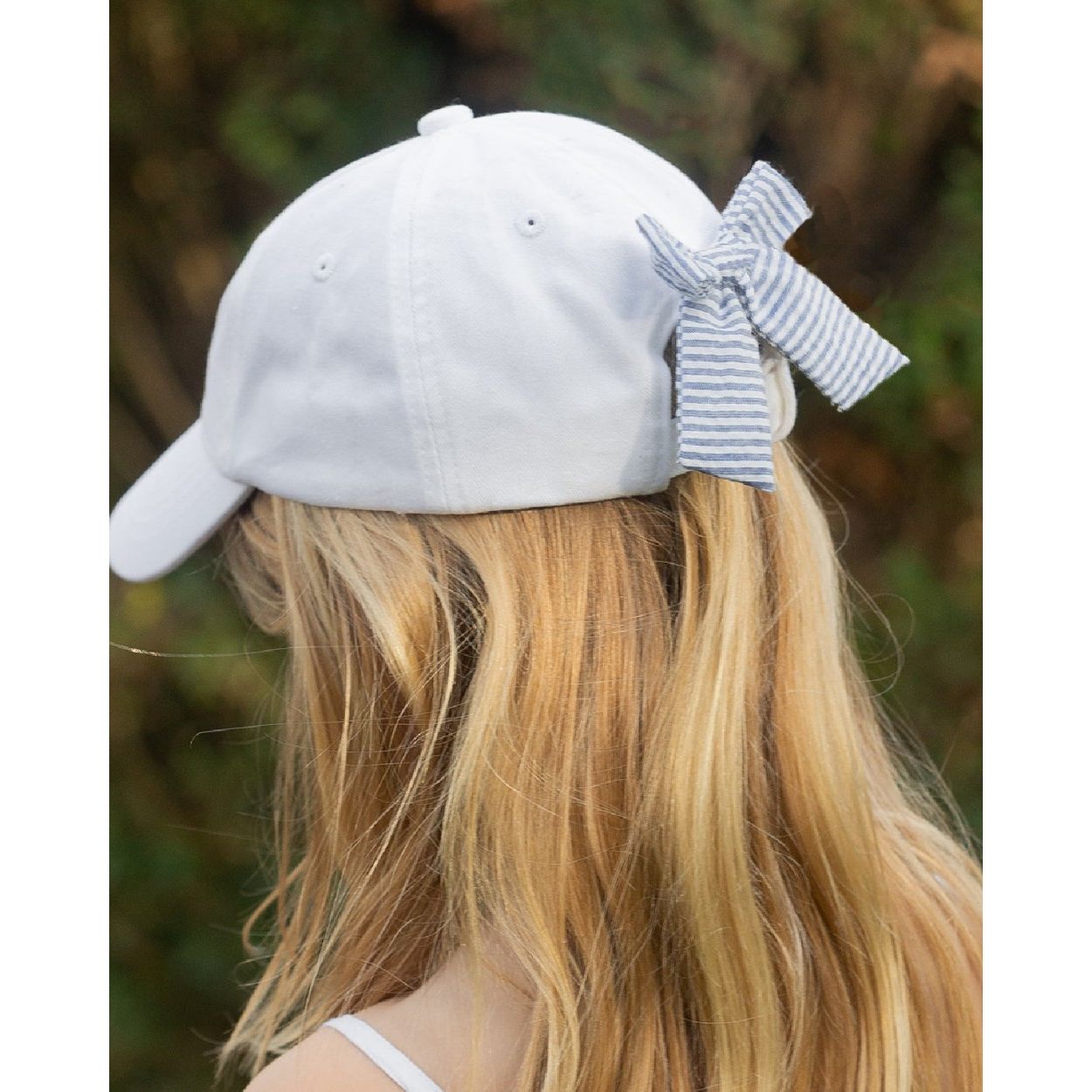 Women's American Flag Bow Baseball Hat- white|8309