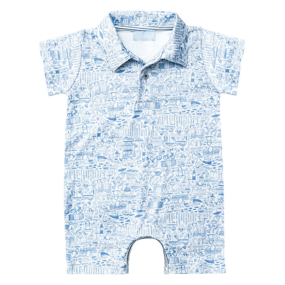 Nantucket Collared Baby Onesie- BLUE|8888