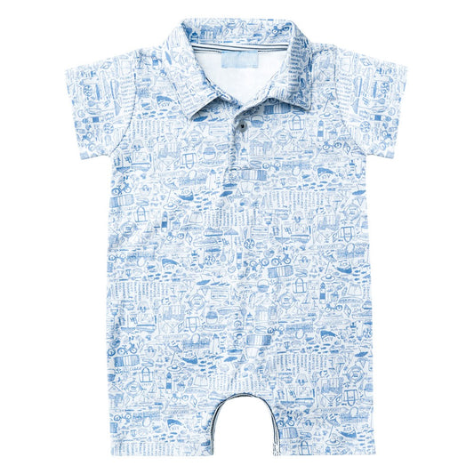 Nantucket Collared Baby Onesie- BLUE|8888