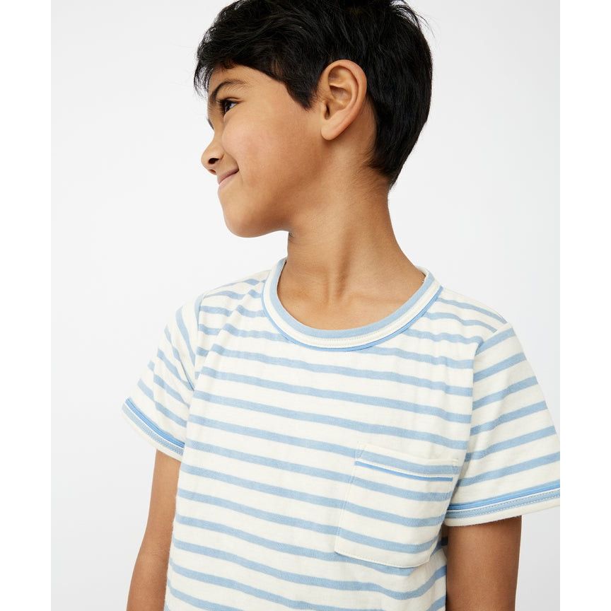 Willie T-Shirt, Dusty Blue Sport Stripe|6842