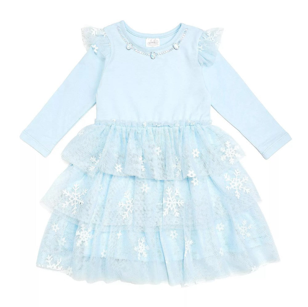 Glitter Snowflake Long Sleeve Tutu Dress|13525