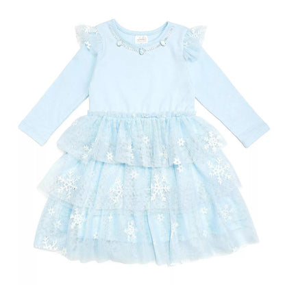Glitter Snowflake Long Sleeve Tutu Dress|13525