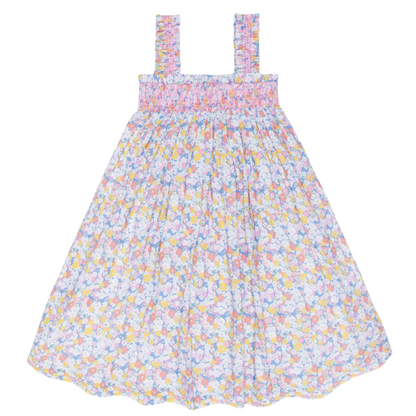 Girls jasmine blossom smocked ruffle strap dress|11459