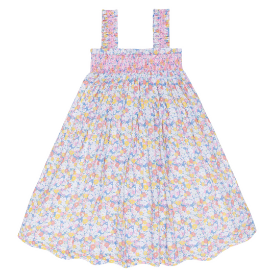 Girls jasmine blossom smocked ruffle strap dress|11459