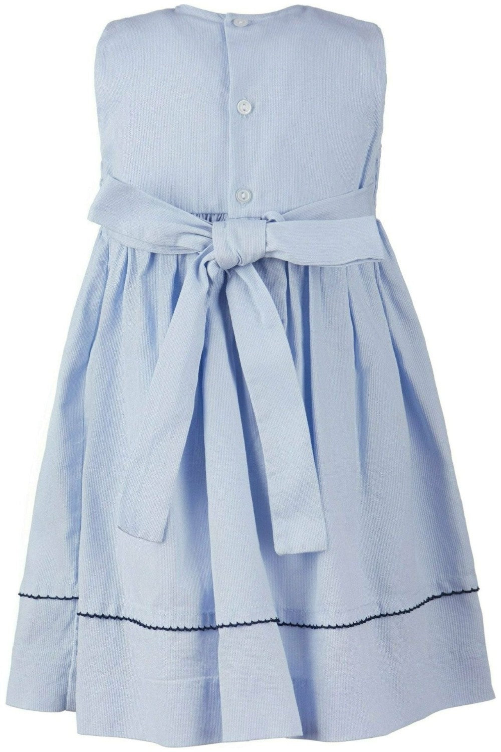 Blue Hand Smocked Sailboats Girl Dress|11601