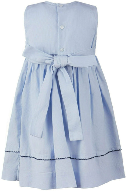 Blue Hand Smocked Sailboats Girl Dress|11601