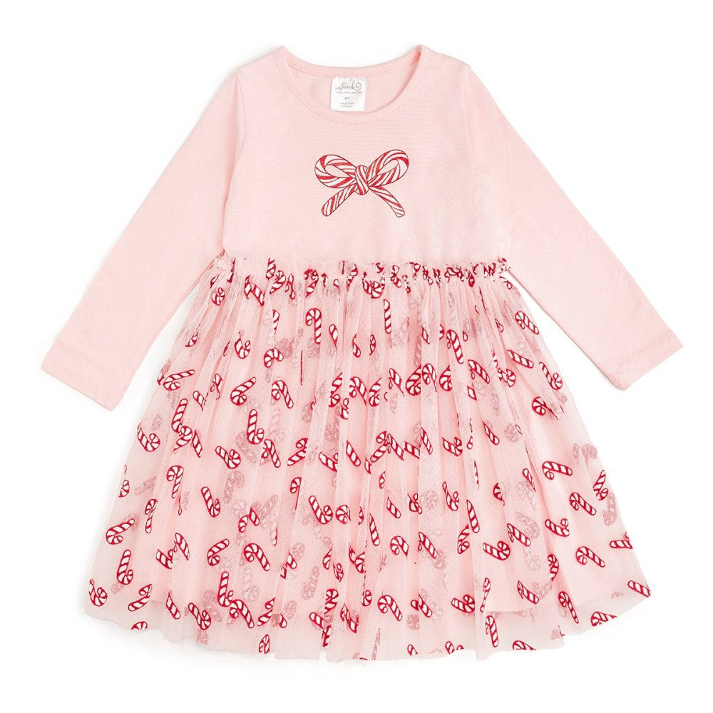 Candy Cane Confetti Christmas L/S Tutu Dress|10664