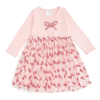 Candy Cane Confetti Christmas L/S Tutu Dress|10664