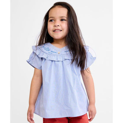 Margo Blouse, Blue Pinstripe|6889