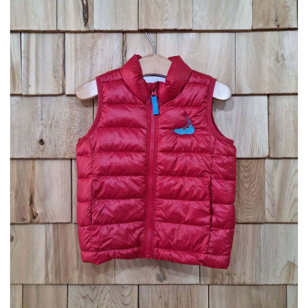 Red Puffer Vest with Embroidered Nantucket|5480
