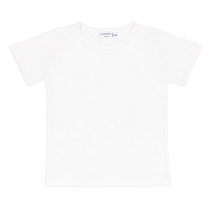 girls shell white pointelle puff sleeve shirt|11446