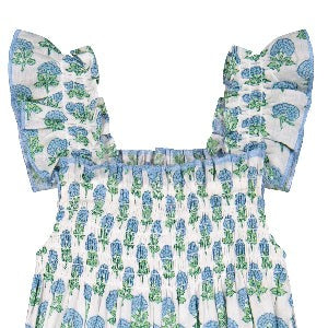 Leila Romper- Aqua Floral Block Print|11752
