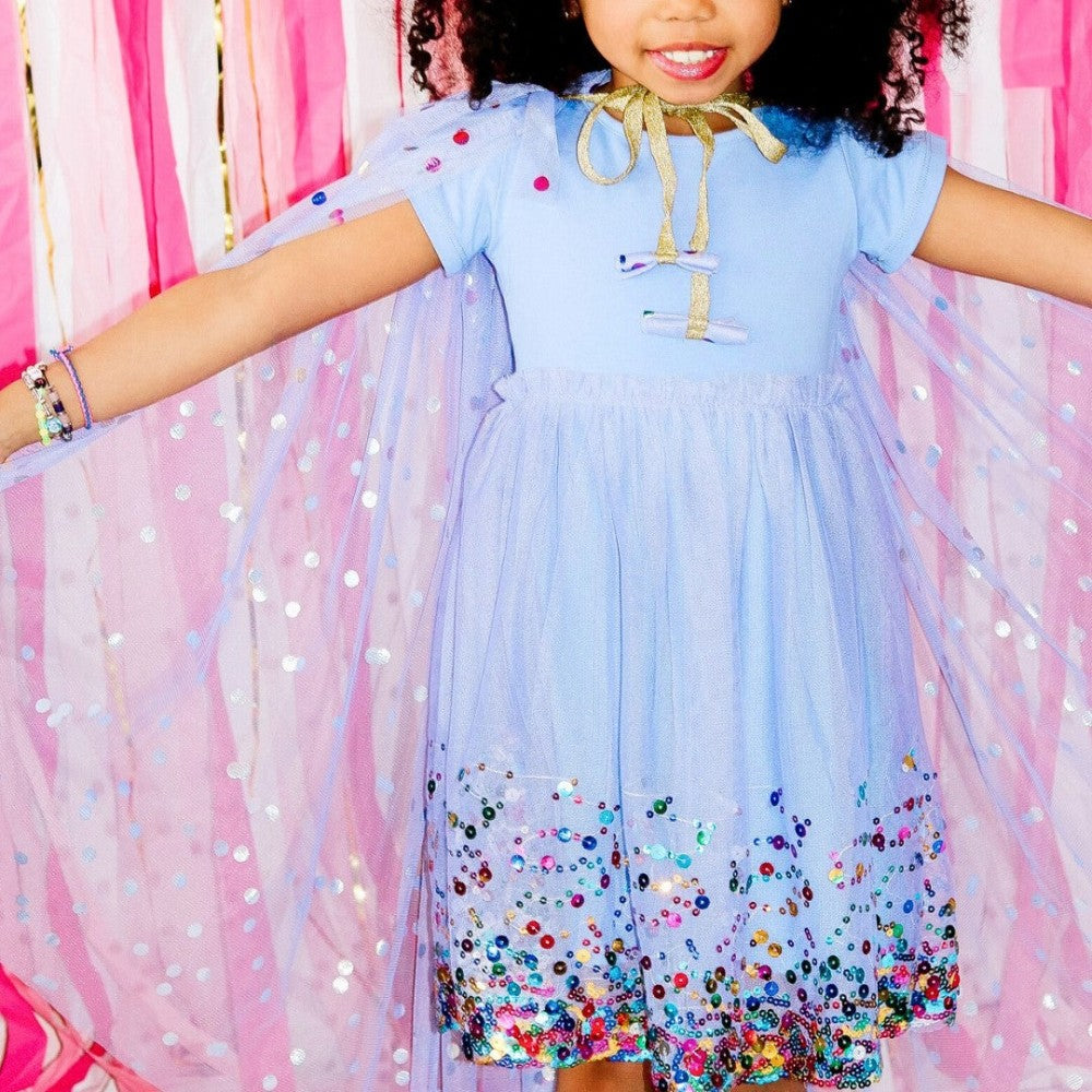 Lavender Confetti Short Sleeve Tutu Dress|9707