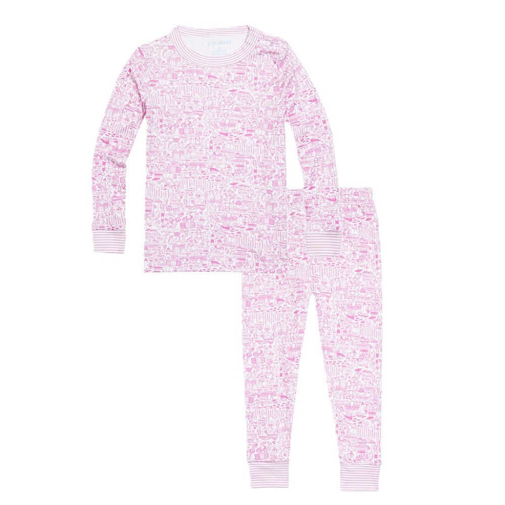 Nantucket Two Piece Kids Pajamas - Peony Pink|7365