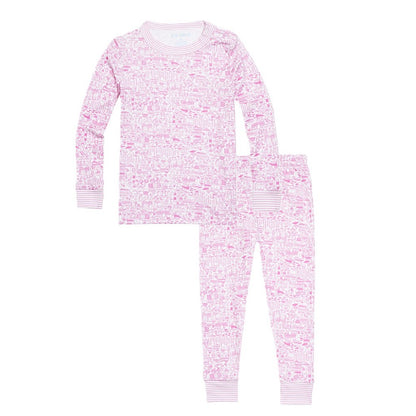 Nantucket Two Piece Kids Pajamas - Peony Pink|7365