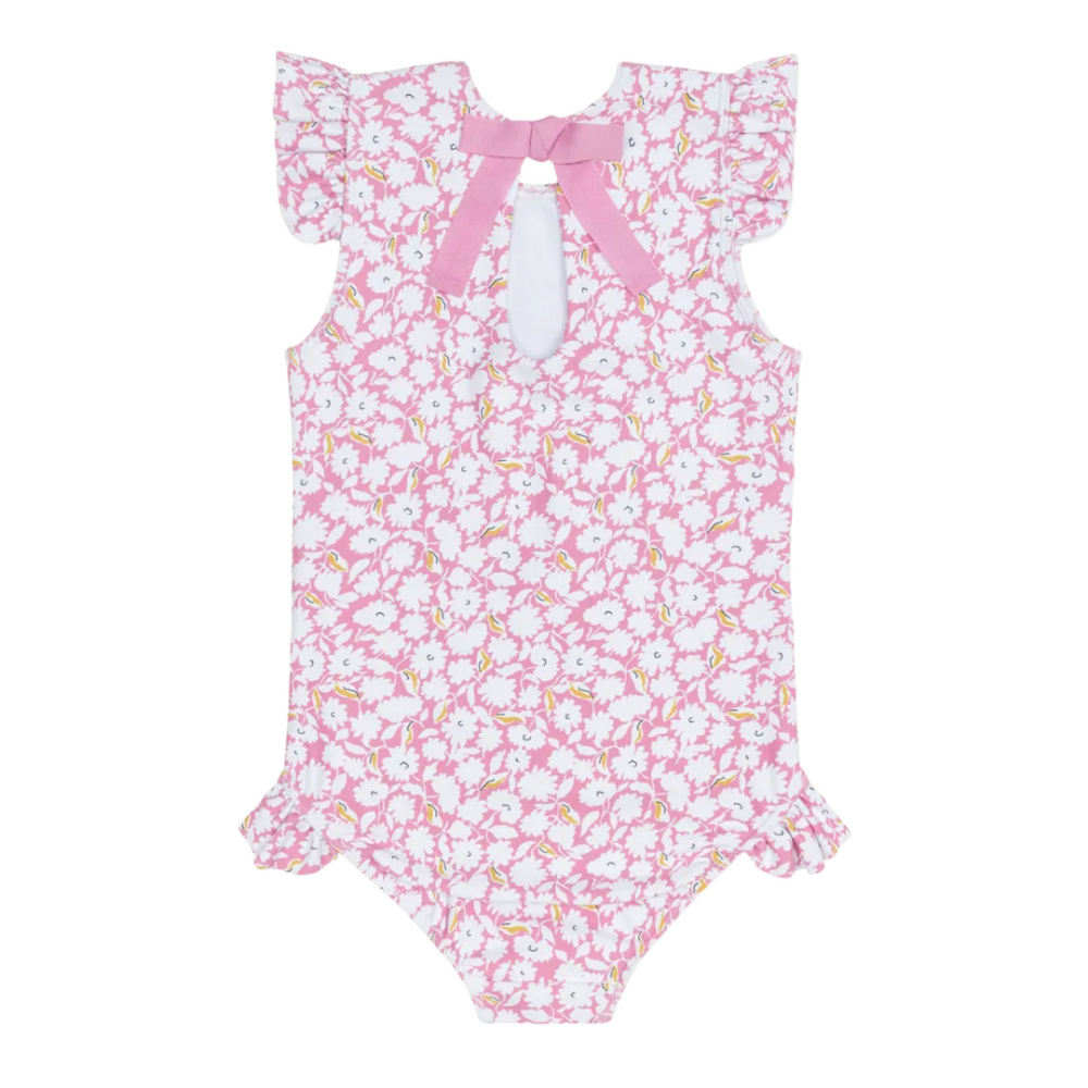 girls blush bloom ruffle cap sleeve rashguard one piece|11385