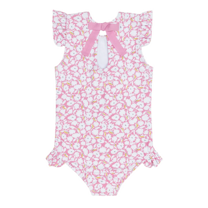 girls blush bloom ruffle cap sleeve rashguard one piece|11385