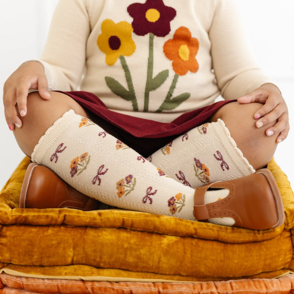 Vanilla Floral Knee High Socks|10400