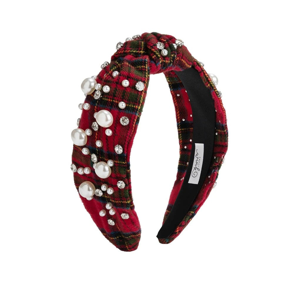 Christmas Tartan Pearl Headband|13501