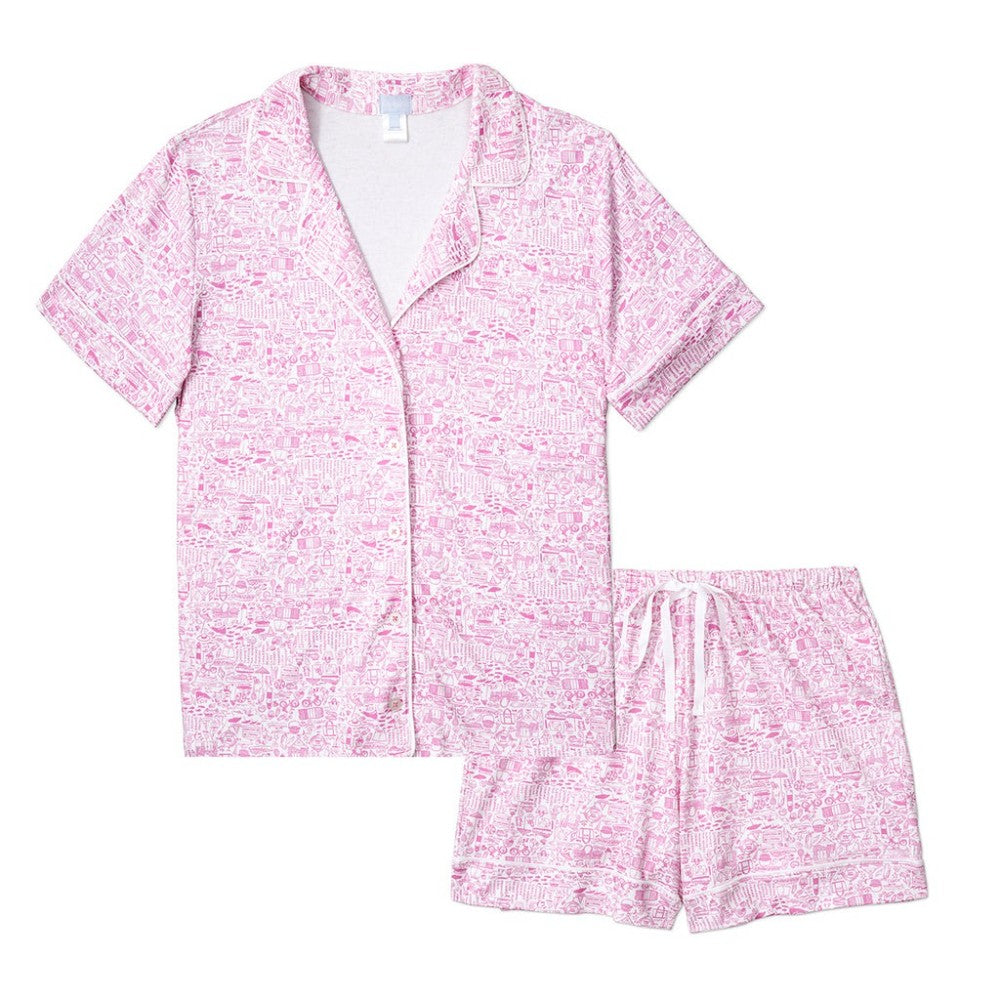 Nantucket Women's Short Button Up PJs- Pink|10186